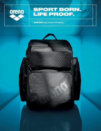 Рюкзак для плавання Arena One Go, чорний, 45 літрів, великий, для подорожей та спорту
