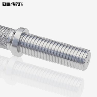 Гантельні грифи GORILLA SPORTS 35 см, 2 шт, 30 мм, зіркові замки, хромовані, сріблясті/чорні – короткі штанги для гантелей