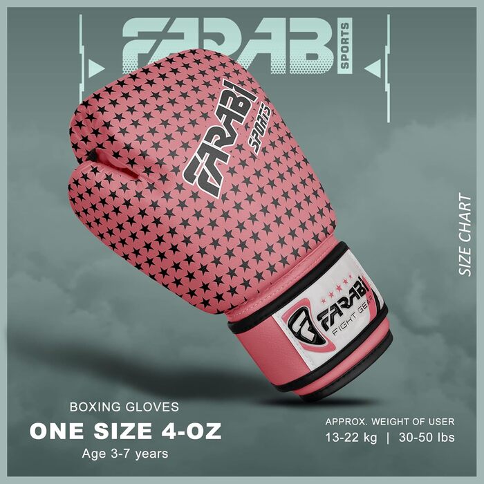 Дитячі боксерські рукавички Farabi 4 oz для боксу, ММА, муай-тай, кікбоксингу, спарингу та тренувань (5-10 років, Рожевий)