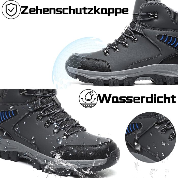 Чоловічі зимові чоботи Frysen, водонепроникні, утеплені, для міста та трекінгу, розмір 39-47 EU, сірий (43 EU)