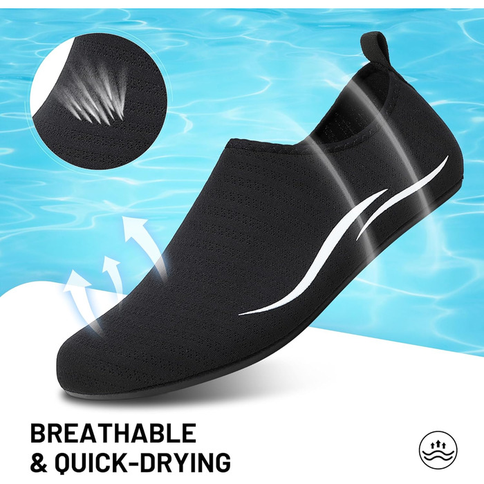 Чоботи для плавання унісекс: легкі, швидковисихаючі, для пляжу, басейну, серфінгу, йоги (44 EU, 2a Чорний)