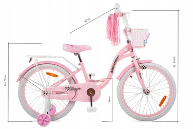 Дитячий велосипед для дівчинки Mexller, 20 дюймів, рожевий, з додатковими страховочними колесами
