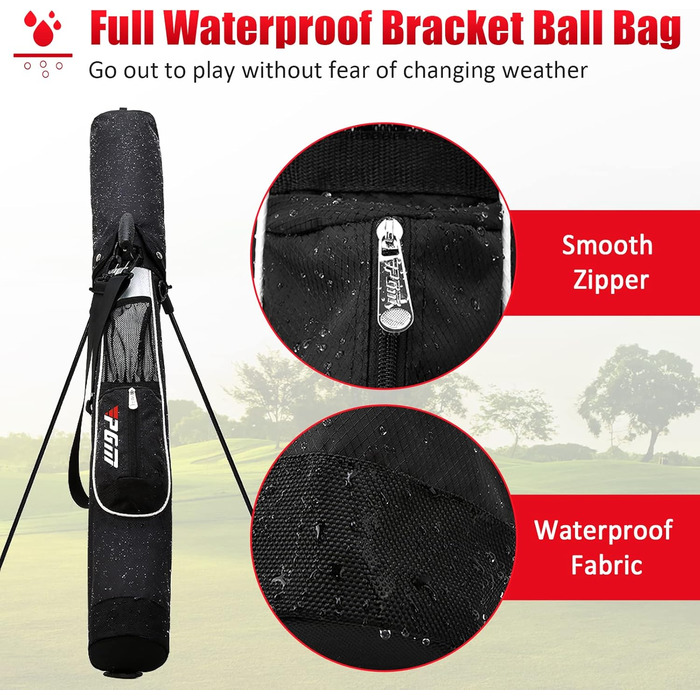 Сумка для гольфу PGM - Легка, з ременем та підставкою - Міцна та зручна для тренувань та гри - Сумка для гольфу PGM Gun Bag 2.0 Чорний