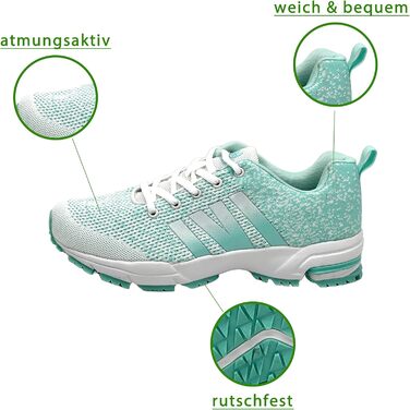 Кросівки для бігу та повсякденного носіння для жінок та чоловіків, спортивні кросівки, модель Outdoor, розмір 36 EU, колір білий м'ятний