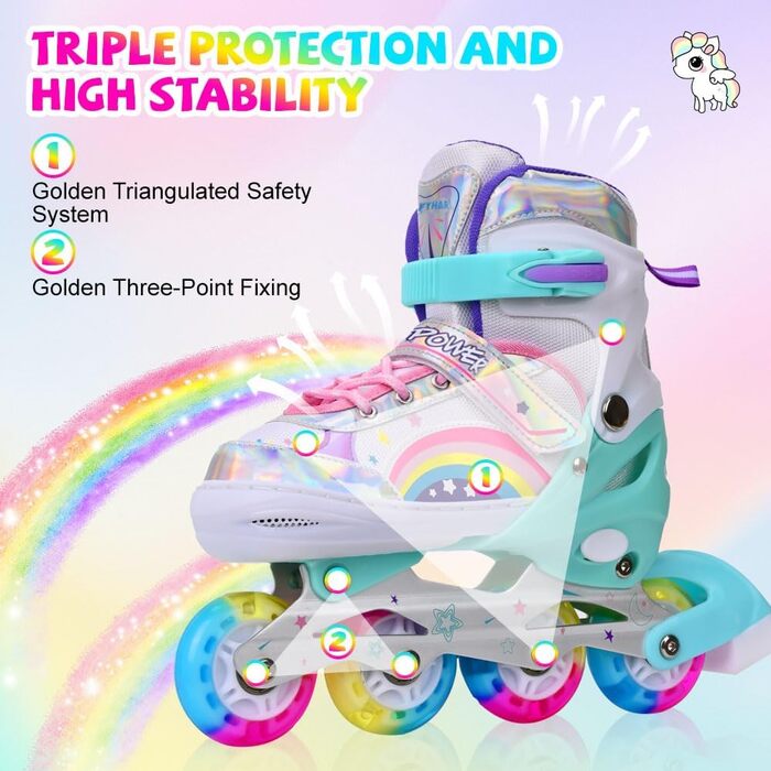 Дитячі ролики Kinder для дівчаток, регульовані, 4 розміри, для використання в приміщенні та на вулиці