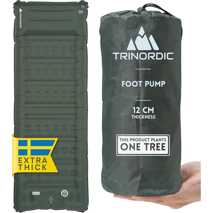 Надувна ізомат Extradicke 12 см - з насосом та подушкою. Ідеально для кемпінгу, піших прогулянок та байкпакінгу