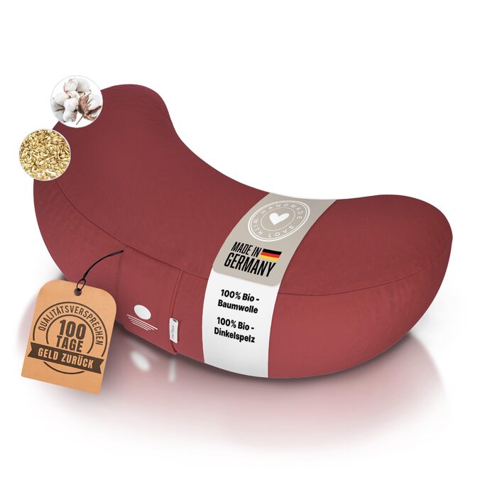 Подушка для йоги та медитації Inner Peace Halbmond 42x20 см, органічна бавовна (Waldbeere), гречане лушпиння