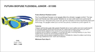 Окуляри для плавання Speedo Futura Bio Fuse Flexi Seal (унісекс, дитячі/юніорські) - Surf Blau/Limetten Grün/Bondi Blau