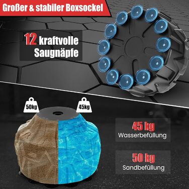 Боксерський мішок GYMAX з підставкою, на присосках, для дорослих та MMA - тренувальний мішок з амортизацією