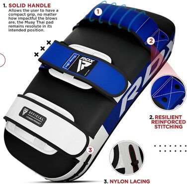 Шлагбафер RDX для бойових мистецтв, Curved Trittschlagpolster для кікбоксингу, Муай Тай, тренувальні снаряди для боксу з Maya Hide шкіри, MMA Thai Pads, Boxpratzen, Boxpads (1 шт.), універсальний розмір