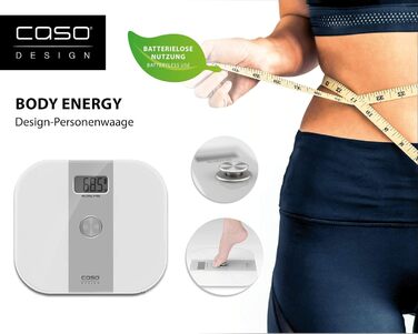 CASO Body Energy – електронні ваги для тіла з технологією Body Energy, без батарейок, екологічні, до 200 кг, крок 100 г