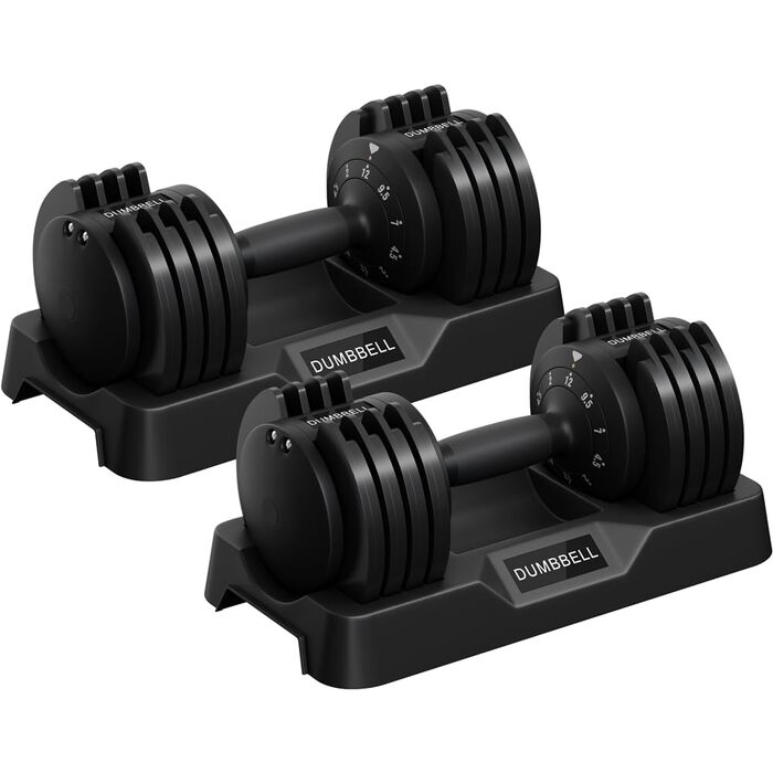 Регульовані гантелі Yaheetech 2.5-24 кг, 15 рівнів, сталь, з подвійною фіксацією, протиковзкі, для дому, спортзалу, офісу