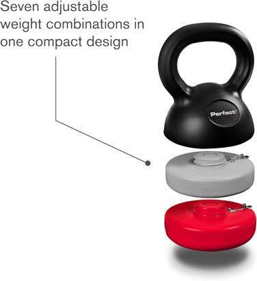 Регульований гантель-гиря Perfect Adjustable Kettlebell для фітнесу, 7 ваг, 26x14 см, багато кольорів