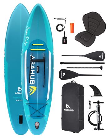 Надувний SUP Борд Abahub 320x78x15см: Комплект для Станд Ап Паддлінг, Каякінг, Риболовля. З регульованим веслом та сидінням.