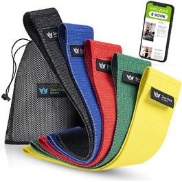 Стрічки для фітнесу ZenOne Sports® Loop - Набір еластичних стрічок для силових тренувань, розминки та більше. Набір Booty Band з інструкцією. Theraband Loop 5 кольорів