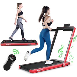 Бігова доріжка COSTWAY 2-в-1, складана, 2,25 к.с., з APP, Bluetooth, пультом, 1-12 км/год, під стіл, для дому, червона