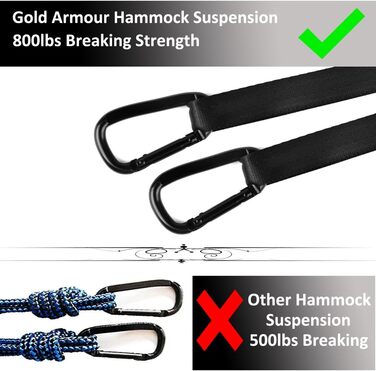 Гамак для кемпінгу Gold Armour - великий двомісний гамак з парашутної тканини (2 петлі, 29 кольорів/малюнків) для дорослих та дітей, зелений