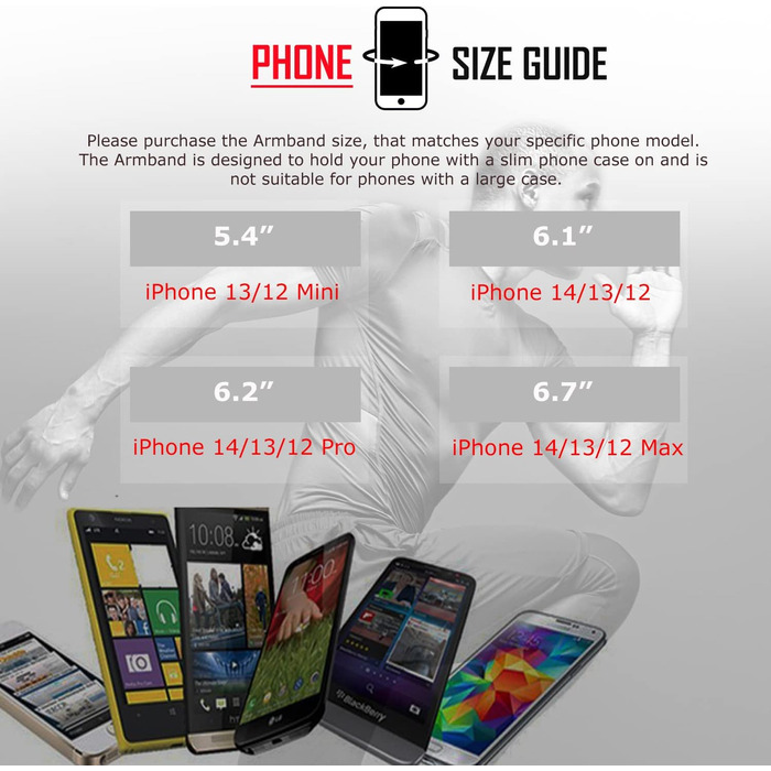 Спортивний чохол-наручний браслет RevereSport для iPhone Max 16/15/14/13/12/Plus (6.7 дюйма) — для бігу, фітнесу, тренувань