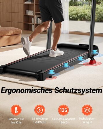 UMAY Бігова доріжка з нахилом 15%, біговий килимок для дому, складаний, з трійною амортизацією та пультом дистанційного керування, максимальне навантаження 136 кг, нахил 15%