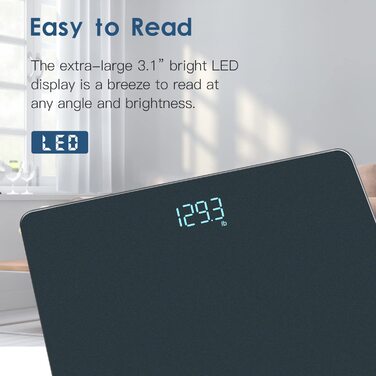 Електронні ваги для тіла Homebuds, висока точність, LED-дисплей, блакитний колір, до 182 кг