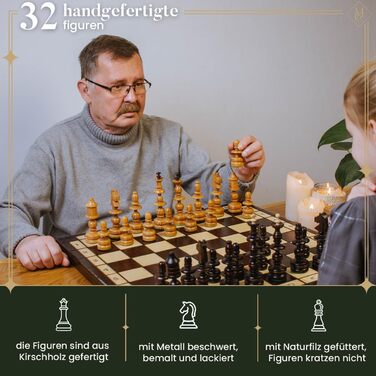 Розкішна польська дерев'яна шахова дошка 56 см з мідною інкрустацією