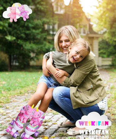 Дитячі ролики Kinder Einhorn для дівчаток, 4 розміри, регульовані, з підсвічуванням, ролики Quad для початківців, подарунок на Різдво/День народження (S(30~33), Рожевий)