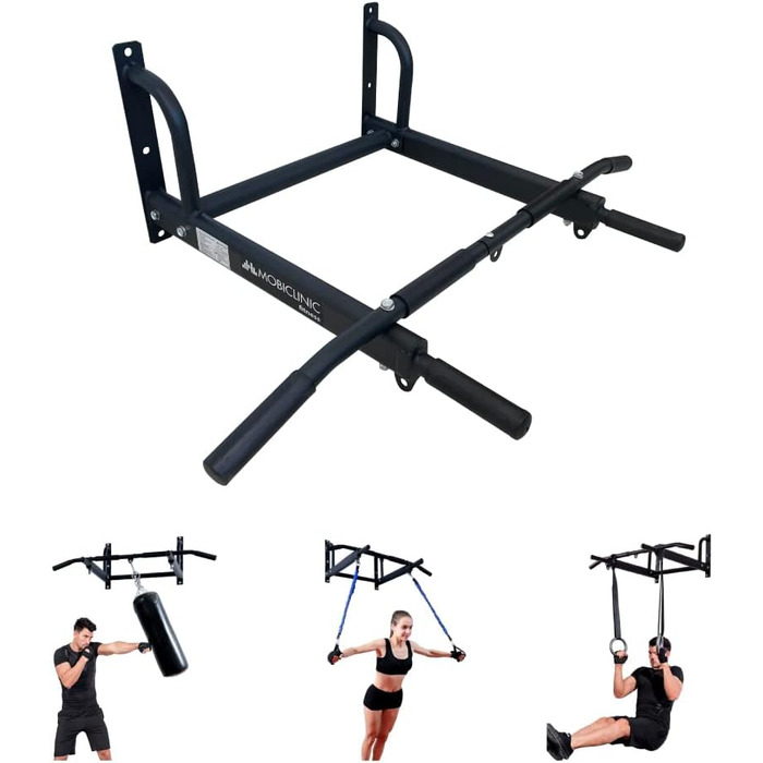 Турнік настінний Mobiclinic Fitness з кріпленням, до 150 кг, для боксерської груші, каллістеніки, домашній спортзал, нековзні ручки, універсальний