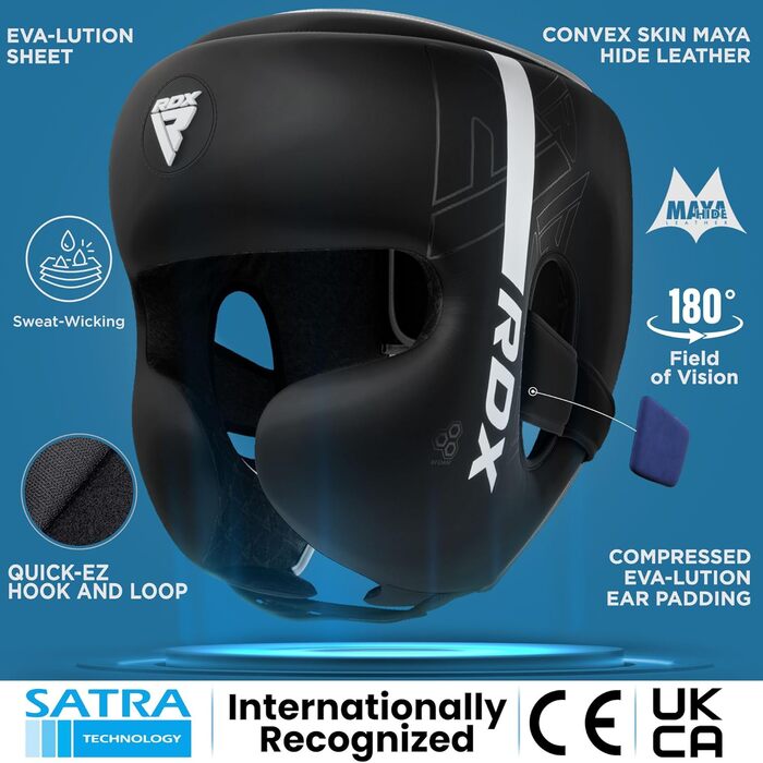 Дитячий боксерський шолом RDX для кікбоксингу, MMA, карате, муай-тай та тхеквондо, захисний шолом із Maya Hide шкіри, білий