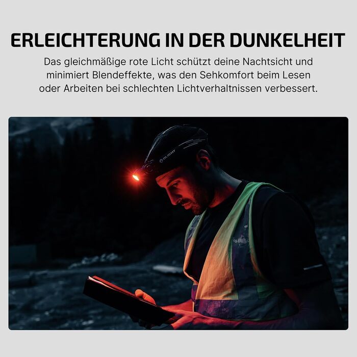 OLIGHT Perun 3: Потужна ліхтар-на-лоб LED з перезаряджанням, 3000 люмен, 7 режимів, сенсор, червоне світло, водонепроникний IP68, для кемпінгу, риболовлі, полювання, чорний