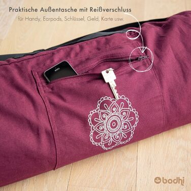 Сумка для йога-килимка Bodhi SURYA Cotton XL бавовняна з мандалою, фіолетова, 75 см