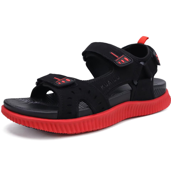 Чоловічі сандалі KuaiLu для трекінгу та відпочинку: ортопедичні, зручні, літні, пляжні, чорно-червоні, розмір 45 EU