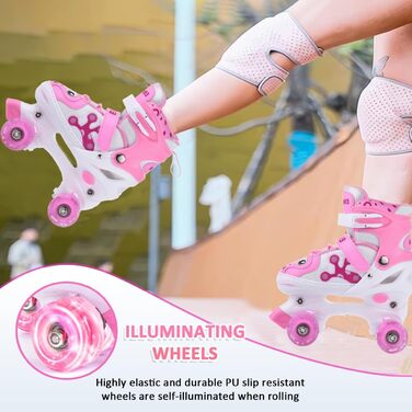 Роликові ковзани для дітей та дорослих ERAN з LED підсвічуванням. Комфортні ролики для початківців та підлітків. Ідеальний подарунок на Різдво та день народження (рожевий, розмір S)