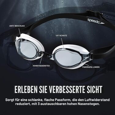 Плавальні окуляри Speedo Speed Socket 2.0 унісекс, чорні з дзеркальним покриттям (срібло)