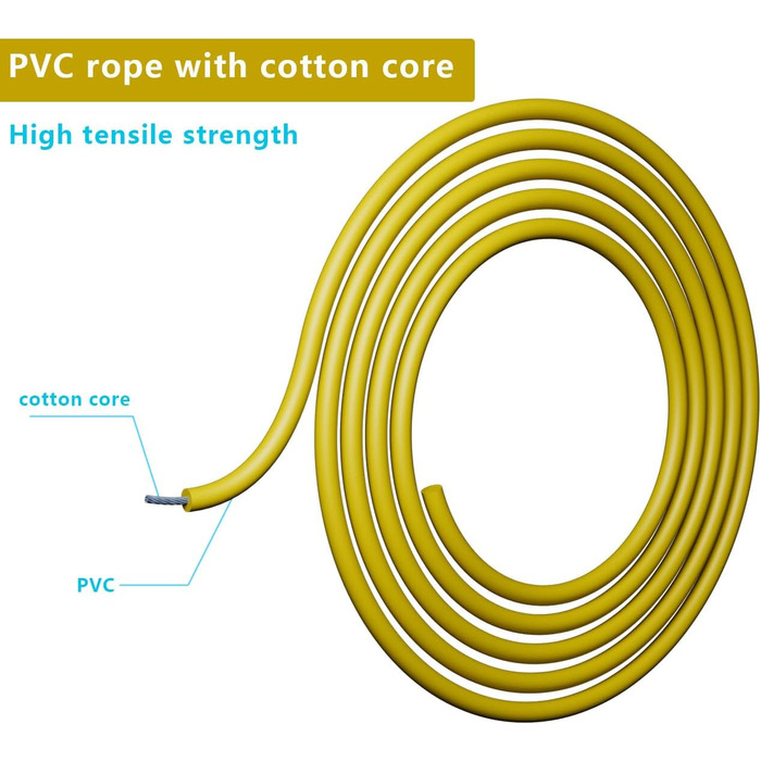 Стрибкове канат Springseil 300 см, ПВХ, бавовняний корд, ергономічні ручки, регульована довжина, чорний (жовтий)