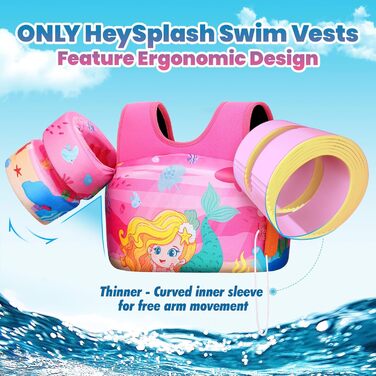 Надувні рукавики для плавання HeySplash для дітей 14-30 кг, рожеві, з веретеноподібним м'ячем та свистком