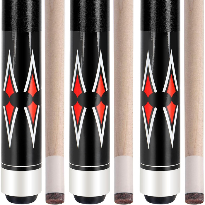 AKLOT Більярдний кий, набір 3 шт., канадський клен, 147.3 см, змішана вага