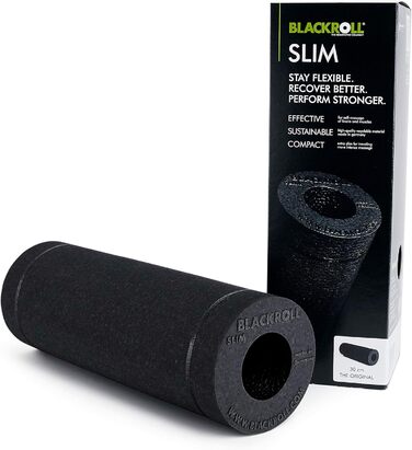 BLACKROLL SLIM фасціальний ролер 30x10 см, масажний ролик для спини та ніг, середня жорсткість, для подорожей, Німеччина, чорний