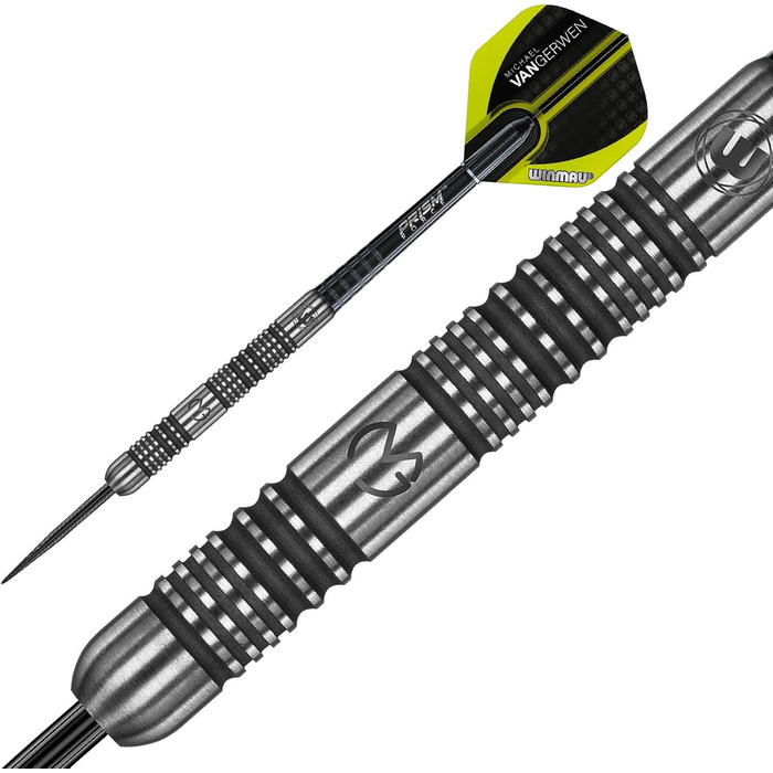 Дротики WINMAU Michael Van Gerwen MvG Authentic 22 г, професійні, вольфрамові, зі сталевим наконечником, з оперенням та хвостовиками