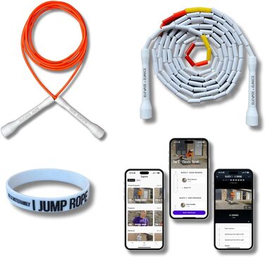 Набір скакалок Elevate Rope: 2 шт. з регулюванням, додаток для тренувань, для дорослих та дітей, швидкісні та з перлинками, для занять вдома та на вулиці