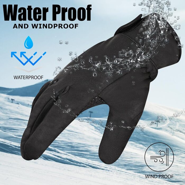 Велосипедні рукавички Westwood Fox: теплі зимові рукавички з водонепроникним екраном, вітрозахисні термо-рукавички для чоловіків та жінок, чорний колір, розмір L
