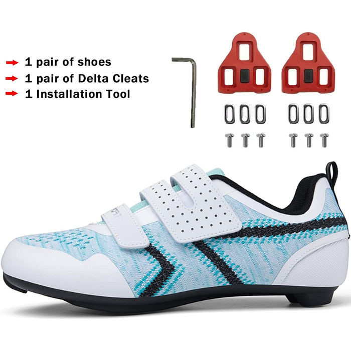 Велотуфлі ULTIANT для їзди в залі та на дорозі, сумісні з Peloton, Look SPD SL Delta, 46/46.5 EU, блакитні