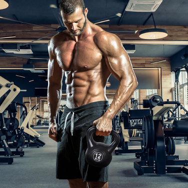 Гантель-гиря 12 кг, заповнена піском, для початківців, чорного кольору