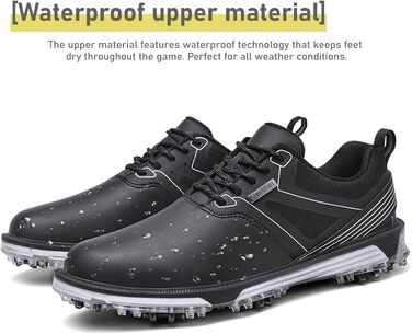 Гольф-взуття чоловіче ULTIANT водонепроникне з шнурівкою, дихаюче, для тренувань (Чорний, 41 EU)