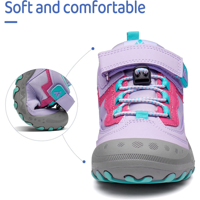 Дитячі трекінгові кросівки Mishansha для активного відпочинку, спорту та прогулянок. Зелені кросівки для дівчаток, розмір 29 EU, фіолетовий колір. Легкі та зручні кросівки для туризму та повсякденного носіння.