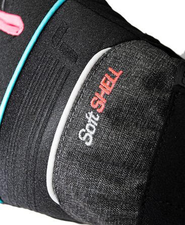 Дитячі гірськолижні рукавички Reusch Softshell, водонепроникні та вітрозахисні, чорно-сіро-рожеві, розмір 5