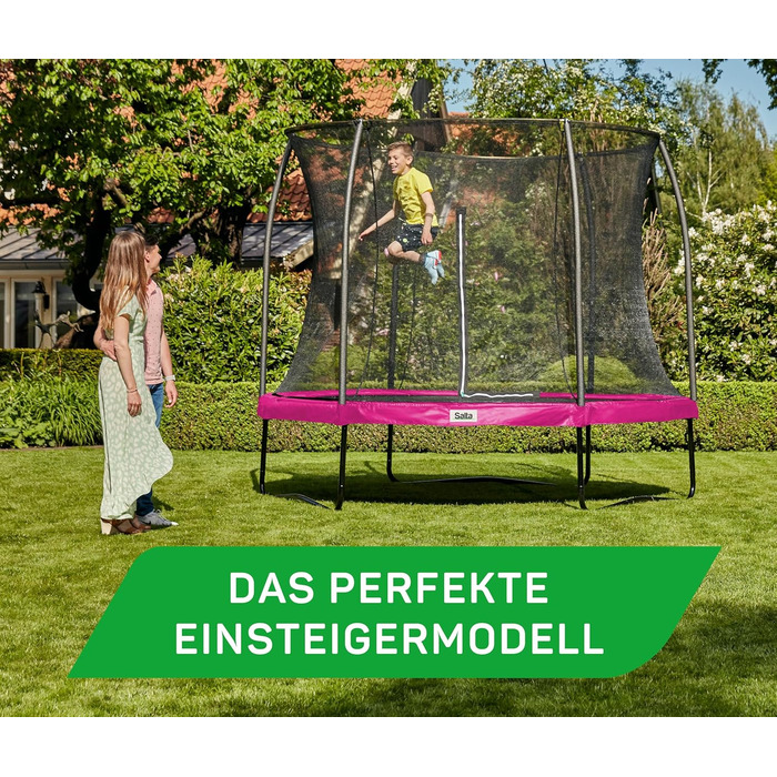 Батут Salta Comfort Edition 153 см, прямокутний, рожевий, TÜV-сертифікований - для саду та вулиці