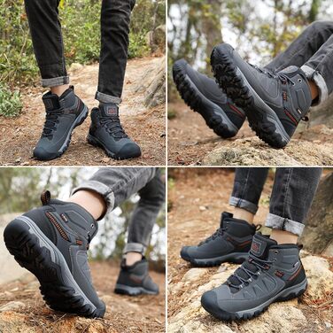 Чоловічі зимові черевики AX BOXING: утеплені, теплі, для ходьби на вулиці, трекінгові, розмір 41-46 EU (світло-сірий, 45 EU)