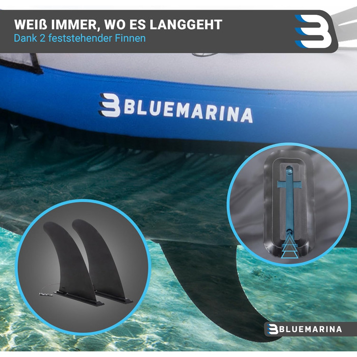Надувний каяк Bluemarina Samoa для 1-3 осіб з веслом, насосом і сумкою — універсальний надувний човен для риболовлі, відпочинку та водного туризму