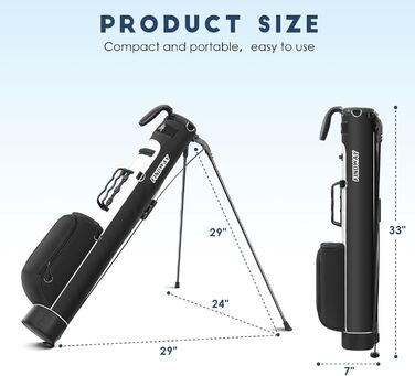 Сумка для гольфу Findway на штативі, з регульованими плечовими ременями, 2-х секційна, 2 кишені, легка, для чоловіків та жінок (Чорний)