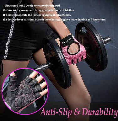 Рукавички для фітнесу LeerKing: дихаючі спортивні рукавички для занять у залі, йоги, велоспорту та бігу (рожеві)